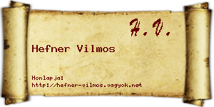 Hefner Vilmos névjegykártya